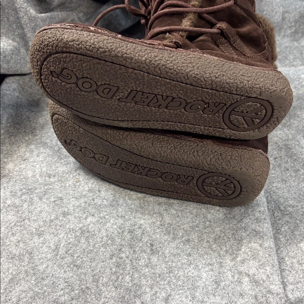 Rocket Dog lace up Cozy Brown suede and fur Boots size 6.5